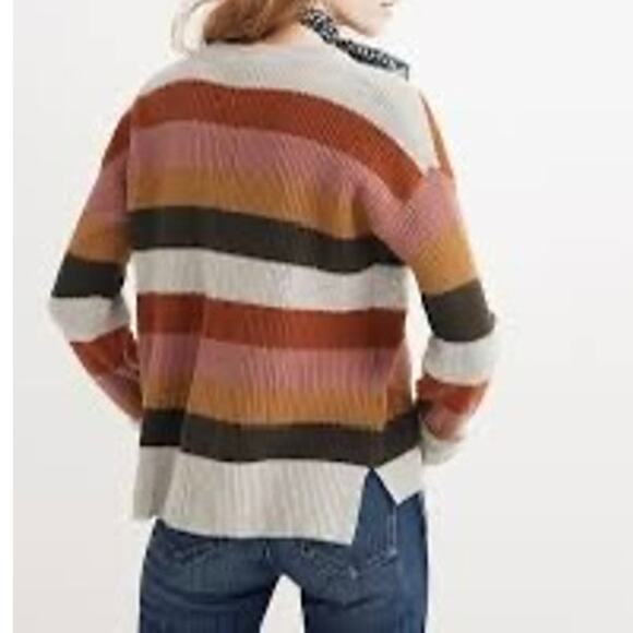 Madewell Patch Pocket Pullover Sweater Arctic Ice Walton Stripe Women’s Small - Picture 2 of 8